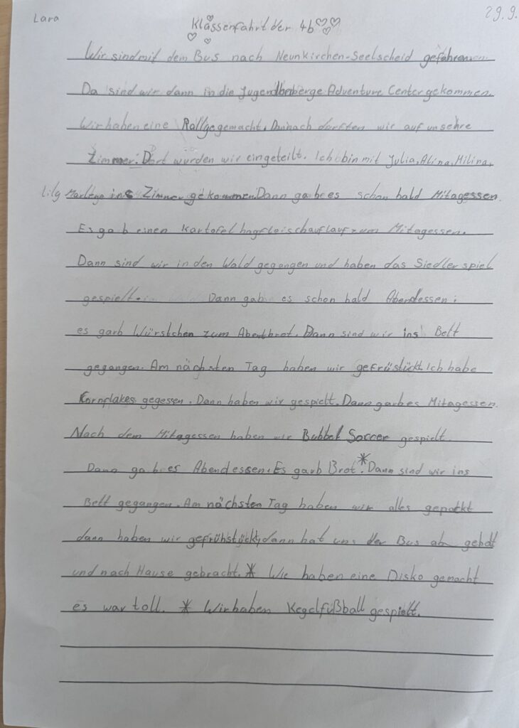 Lara 4b-Klassenfahrt